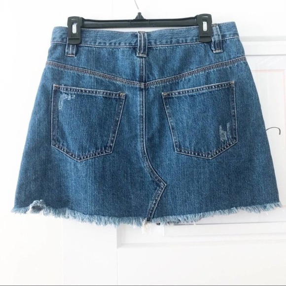 FREE PEOPLE We The Free Sidecar Blue Denim Mini Skirt Sz 28 NEW - Picture 4 of 7